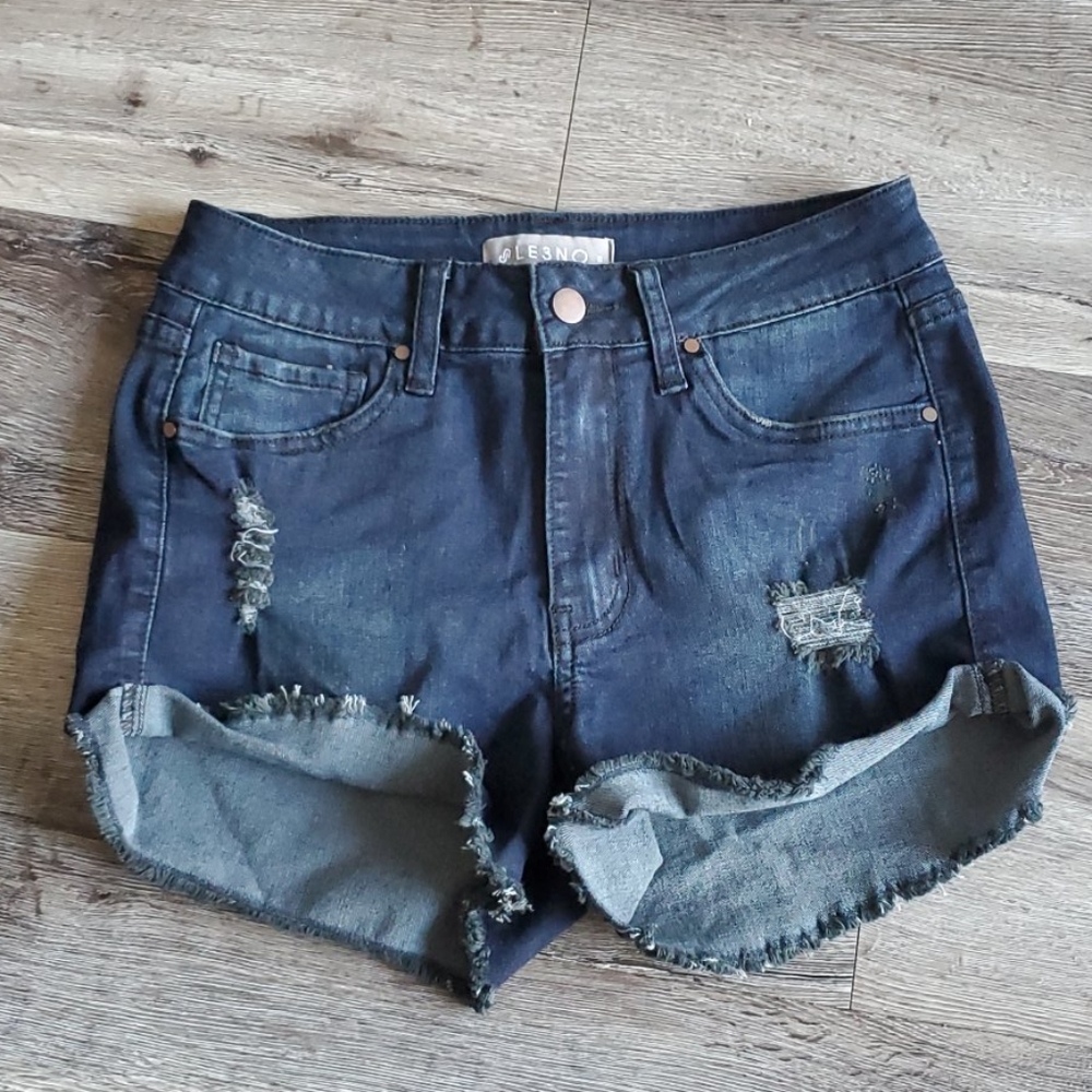 LE3NO High Waisted Distressed Jean Shorts